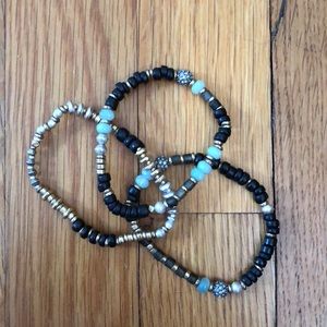 Stella & Dot Black and Gold Beaded Bracelets